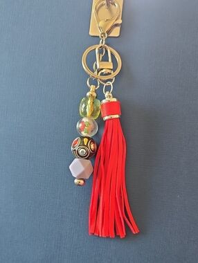 Red Tassel Bead Bag Charm/ Keychain Charm
